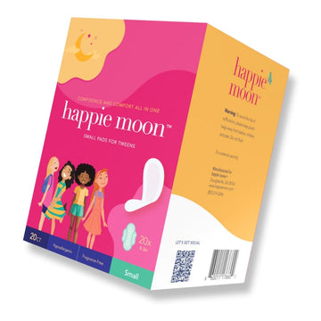 happie moon Tween and Teen Pads | Small Organic Cotton Cover Period Pads | Ultra Thin Cotton Pads