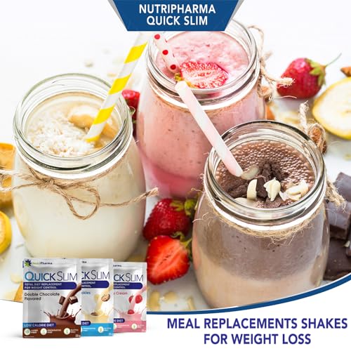 Quick Slim Meal Replacement Shake for Weight Loss, 30 Servings, 20g Protein, 27 Vitamins NUTRIPHARMA Quick Slim