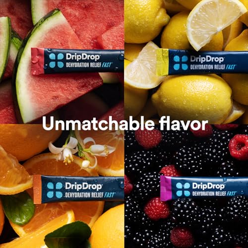 DripDrop Hydration - Electrolyte Powder Packets - Watermelon, Berry, Orange, Lemon DripDrop