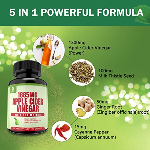 Sugar Free Apple Cider Vinegar Capsules with The Mother, New Formula with Milk Thistle EnvyDeal