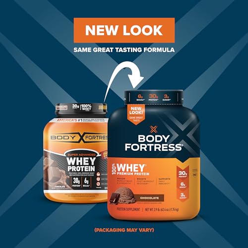 Body Fortress 100% Whey, Premium Protein Powder, Chocolate, 3.9lbs Packaging May Body Fortress