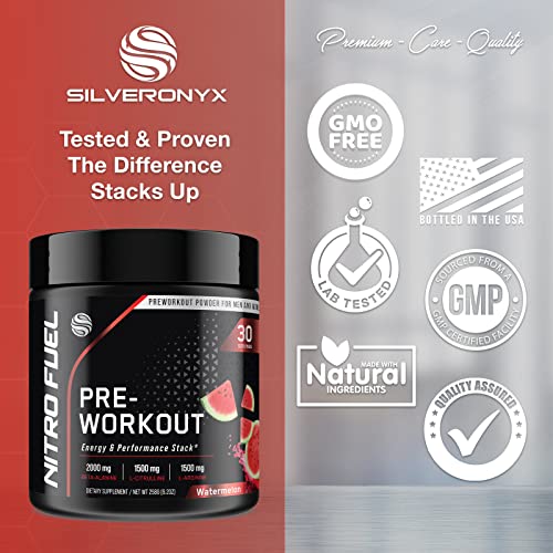 Pre-Workout Powder with Beta-Alanine & Caffeine for Energy, L-Citrulline & L-Arginine SILVERONYX