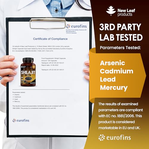 Shilajit Capsules 1400mg 60% Fulvic Acid Pure Shilajit - High Strength Himilayan Shilajit NEW LEAF PRODUCTS