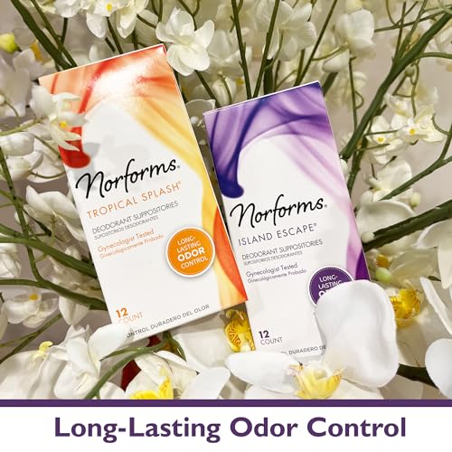 Norforms Feminine Deodorant Suppositories, Long Lasting Odor Control, Tropical Splash Scent Norforms