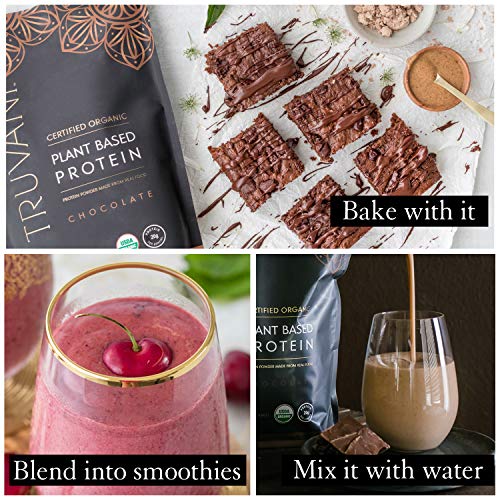 Truvani Organic Vegan Protein Powder Chocolate - 20g of Plant Based Protein, Organic Truvani