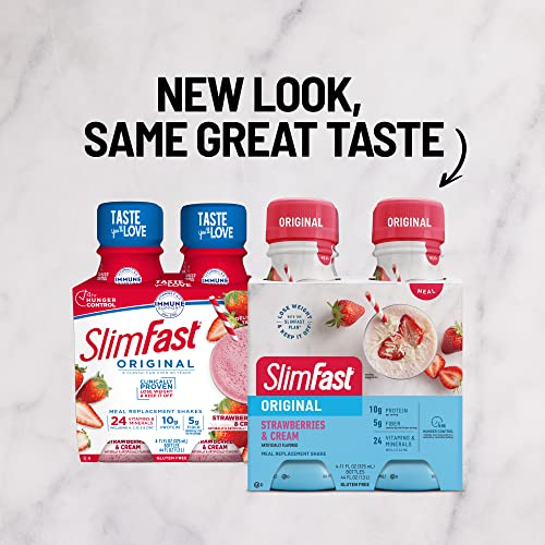 SlimFast Meal Replacement Shake, Original Strawberries & Cream, 10g of Ready to Drink Protein SlimFast