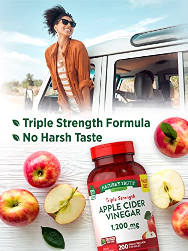 Nature's Truth Apple Cider Vinegar Capsules | 1200mg | 200 Pills | Extra Strength | Value Size Nature's Truth