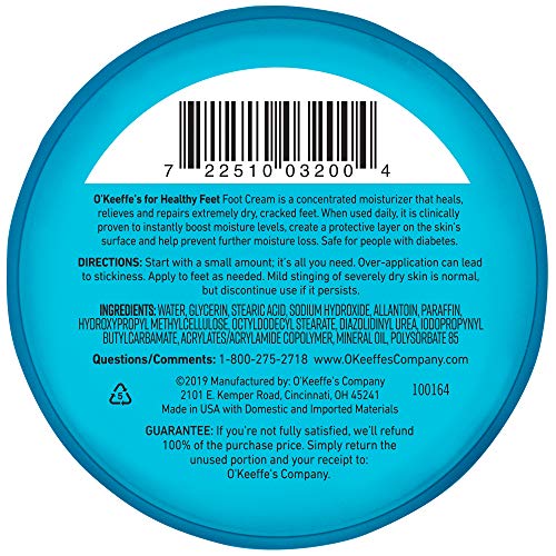 O'Keeffe's for Healthy Feet Foot Cream, Guaranteed Relief for Extremely Dry, Cracked Feet O'Keeffe's