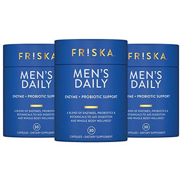 FRISKA Men’s Daily Digestive Enzyme and Probiotics Supplement, Natural Support
