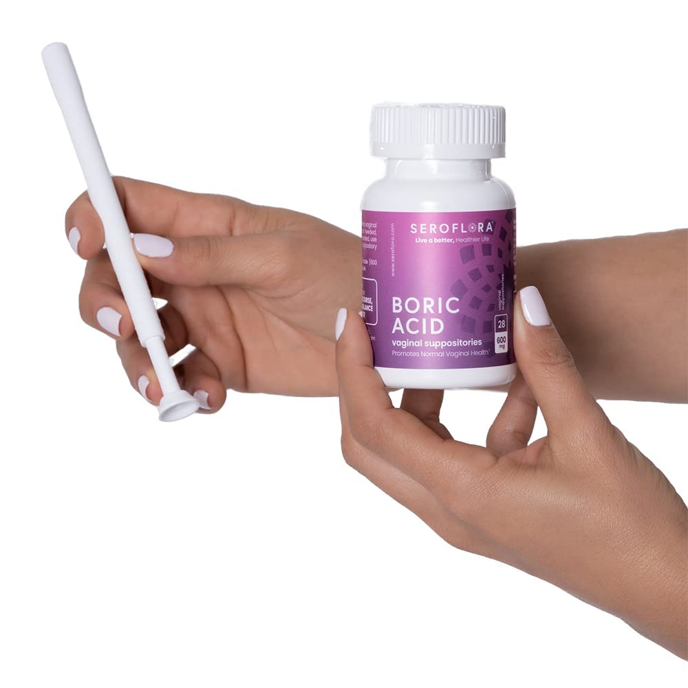 SEROVERA Seroflora Boric Acid Vaginal Suppositories 600 mg + Suppository Applicators Bundle SEROVERA