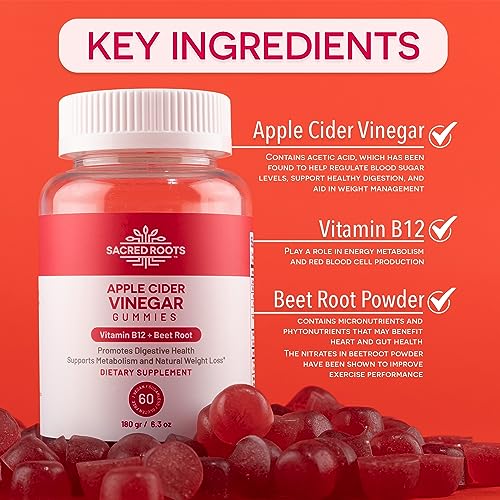 Sacred Roots Sugar-Free, Apple Cider Vinegar Gummies, 60 Gummies – Supports Healthy Sacred Roots