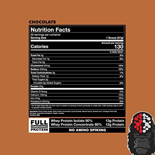 Gorilla Mode Premium Whey Protein - Chocolate / 25 Grams of Whey Protein Isolate Gorilla Mind