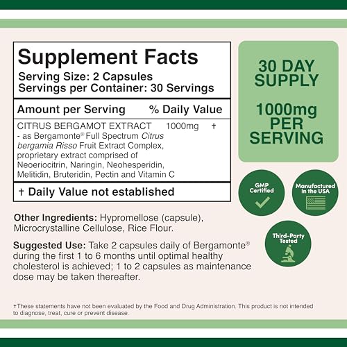 Citrus Bergamot Supplement - Only Patented, Clinically Proven Bergamot Extract - 1,000mg Double Wood Supplements
