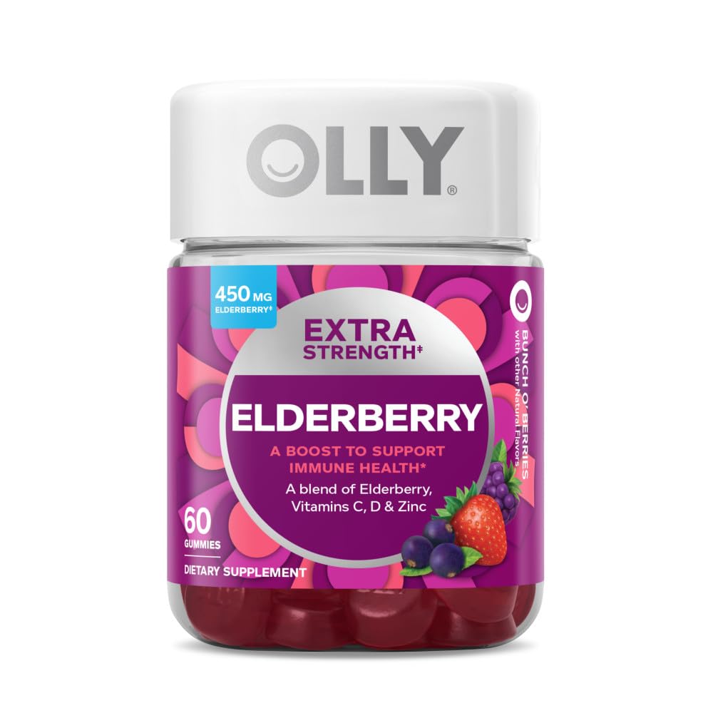 OLLY Extra Strength Elderberry Gummies, Immune Support, 450mg Elderberry, Vitamin C