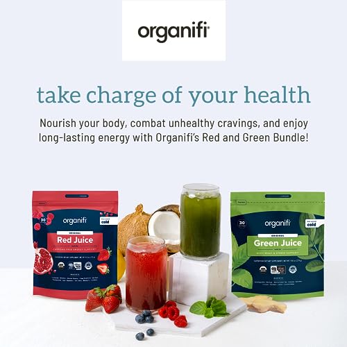 Organifi Green Juice and Red Juice Bundle - 30 Day Supply - Delicious, Refreshing Organic Organifi