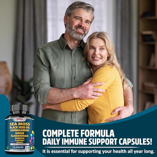 Sea Moss Black Seed Oil Ashwagandha Ginger - Multimineral Sea Moss Capsules MDA Supplements