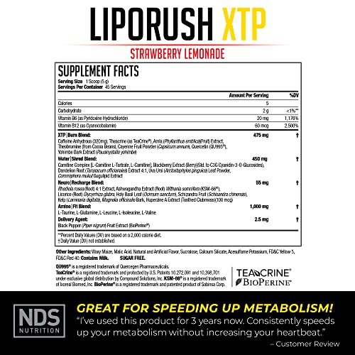 LIPORUSH NDS Nutrition XTP Thermogenic Fat Burner with L-Carnitine - Energy LIPORUSH