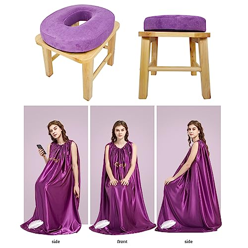 ElasignShopo Yoni Seat Kit, Wooden Vaginial Steaming Stool Chair Set with Gown for Feminine ElasignShopo