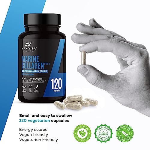 Marine Collagen Supplement 1200mg with Hyaluronic Acid & Vitamin C Hydrolysed Peptides Powder MAX VITA MAXIMUM VITALITY
