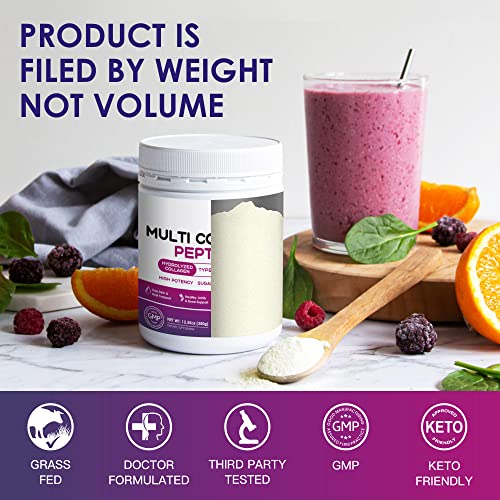 NATURE TARGET Multi Collagen Peptides Powder - Type I, II, III, V, X - Hydrolyzed Collagen NATURE TARGET