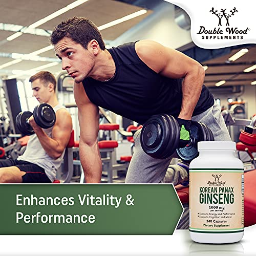 Ginseng Capsules (Korean Red Ginseng Extract, Panax Ginseng 10% Ginsenosides) Double Wood Supplements