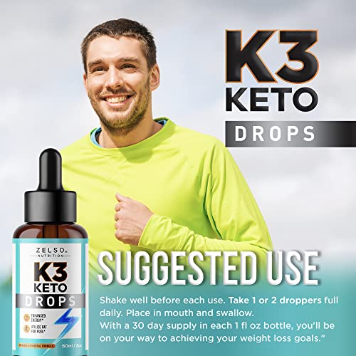 K3 Keto Drops for Weight Loss - Fat Burner & Metabolism Booster | Advanced Keto Carb ZELSO