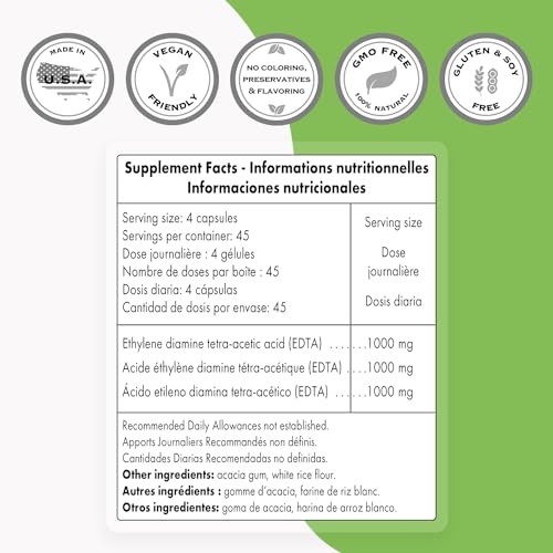 Supersmart - EDTA 1000mg per Day - Calcium Disodium EDTA Supplement | Non-GMO Supersmart