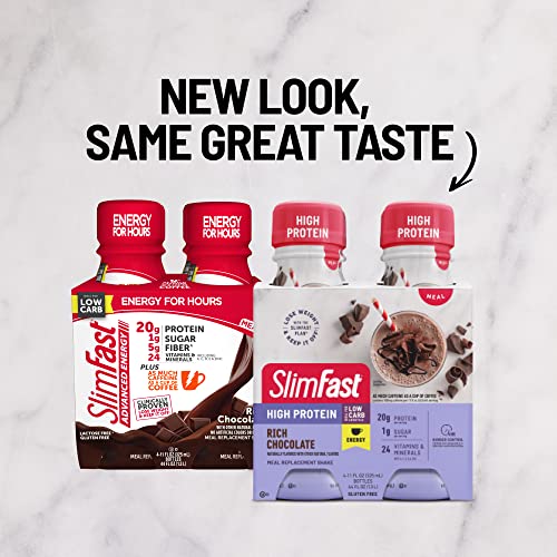 SlimFast Advanced Energy High Protein Meal Replacement Shake, Rich Chocolate, 20g SlimFast