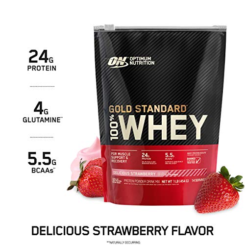 Optimum Nutrition Gold Standard 100% Whey Protein Powder, Strawberry, 1 Pound Optimum Nutrition