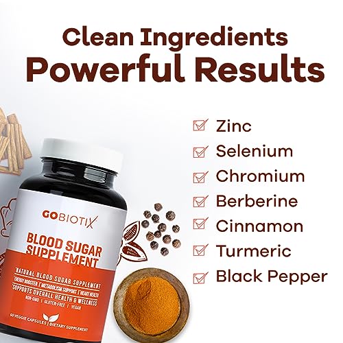 GOBIOTIX Blood Sugar Support - Cinnamon, Berberine and Selenium Capsules - Blood Sugar GOBIOTIX