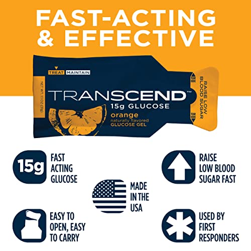 Transcend Glucose Gel Packs - Orange, 30 Pack (1.1oz each) - FSA/HSA Transcend