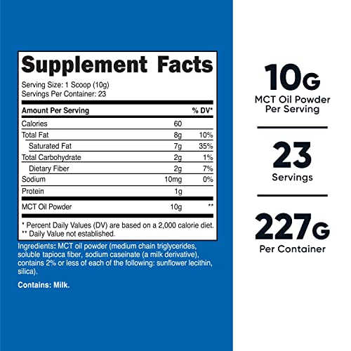 Nutricost Premium MCT Oil Powder .5LBS - Best For Keto, Ketosis, and Ketogenic Diets Nutricost