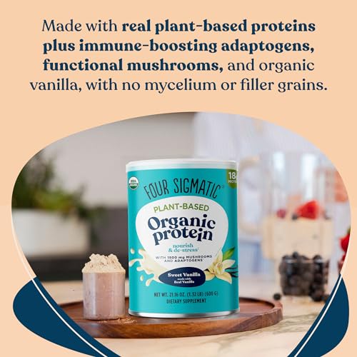 Four Sigmatic Organic Vegan Protein Powder | 18g Plant-Based Protein per Serving Four Sigmatic
