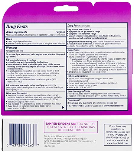 Monistat 7-Day Yeast Infection Treatment | Cream with Disposable Applicators Monistat