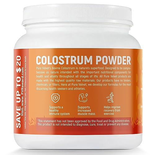 Pure Velvet Colostrum Powder for Gut Health, Bloating, Hair Growth, Immune Support Pure Velvet