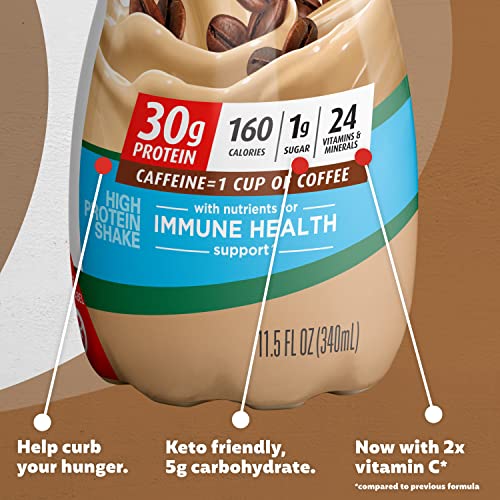 Premier Protein Shake, Café Latte Liquid, 30g Protein, 1g Sugar, 24 Vitamins & Minerals Premier Protein