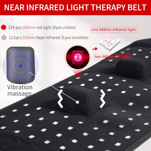 TUOYR Cordless Red Light Therapy Belt for Back Pain Relief with 10000mAH Power Bank TUOYR