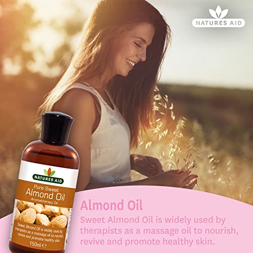 Natures Aid Almond Oil, Pure, Sweet Almond Oil, Massage Oil, Suited to Dry, Sensitive Skin natures aid