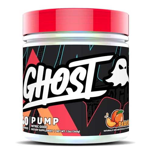 GHOST Pump Nitric Oxide Powder, Peach - 40 Servings - Sugar-Free & Stim-Free Pre