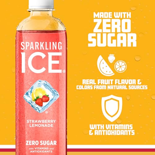 Sparkling Ice, Strawberry Lemonade Sparkling Water, Zero Sugar Flavored Water Sparkling ICE