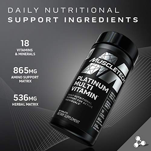 MuscleTech Platinum Multivitamin for Immune Support 18 Vitamins & Minerals Vitamins A MuscleTech
