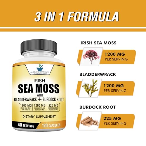 American Standard Supplements Irish Sea Moss 1200mg, Bladderwrack 1200mg American Standard Supplements