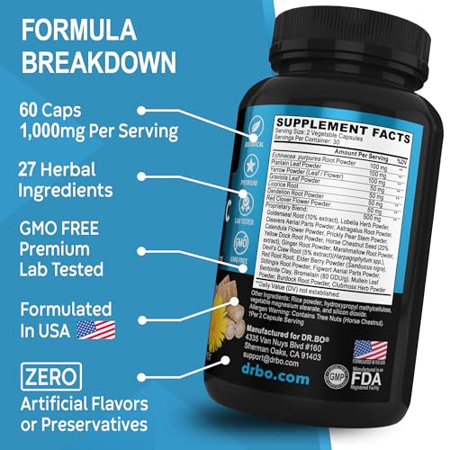 Lymphatic Support Herbal Supplement with Echinacea & Ginger - For Lymph Drainage & Detox DR. BO