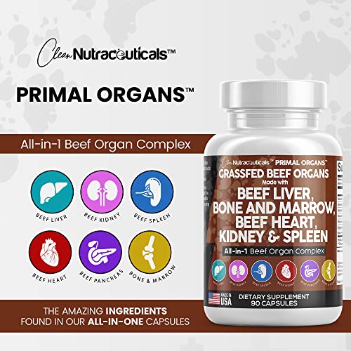 Grass Fed Beef Liver Capsules 3000mg - Premium Quality Beef Organs