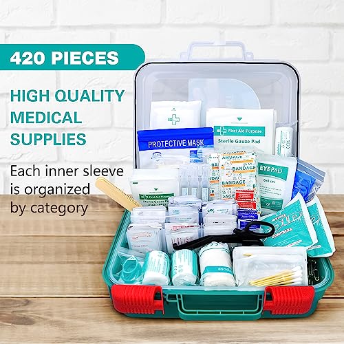General Medi 420 Pieces Professional First Aid Kit - HardCase First Aid Box - Contains General Medi
