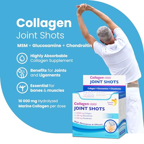 Swedish Nutra Collagen 10000 Joint Shots | High Strength Type 1, 2 & 3 Collagen for Body, Joints & Ligaments Swedish Nutra