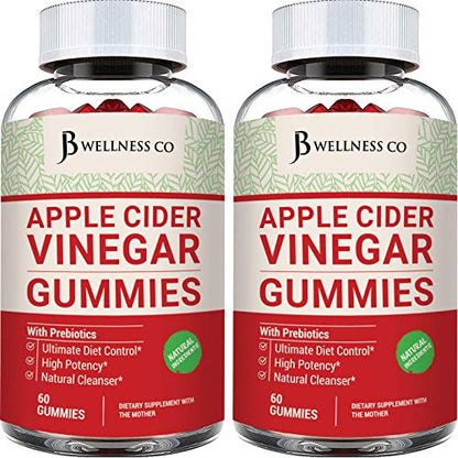 (2-Pack | 120 Gummies) Premium Apple Cider Vinegar Gummies - Raw, Natural, Unfiltered ACV 