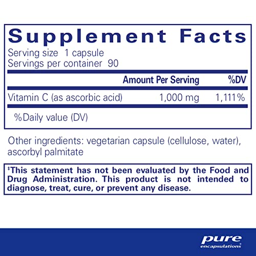 Pure Encapsulations Ascorbic Acid Capsules, 90 Capsules