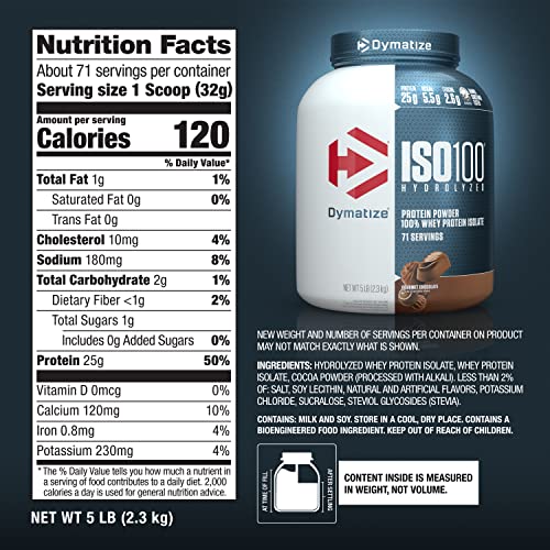 Dymatize ISO100 Hydrolyzed Protein Powder, 100% Whey Isolate Protein, 25g of Protein Dymatize