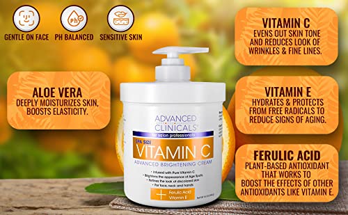 Advanced Clinicals Vitamin C Cream. Advanced Brightening Cream. Anti-aging cream Advanced Clinicals